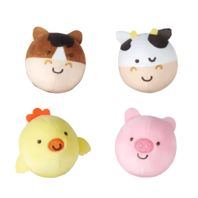 Set 4 jucarii de plus pentru bebelusi si copii, animale de rostogolit, Rollables Farm Friends, Melissa&Doug 30734