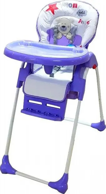 Scaun de masa pentru copii Baby Care CC Ursulet Mov reglabil in 3 trepte, pliabil, centura de siguranta, sezut confortabil, masuta detasabila, pozitie somn, cosulet de depozitare