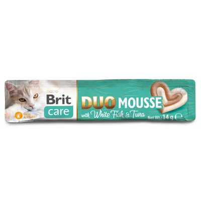 Recompense pentru pisici Brit Care Creamy Duo Mousse White Fish Tuna 4 buc x 14 gr