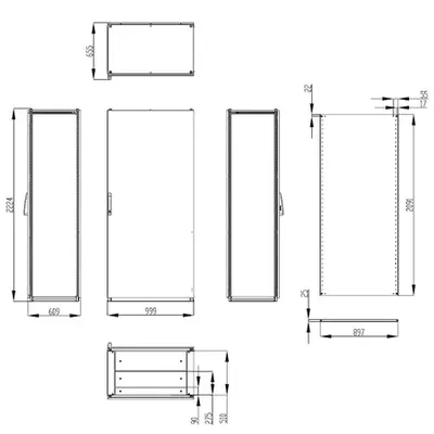 Dulap inseriabil cu 1 usa IP55 I=2200 L=1000 A=600 mm