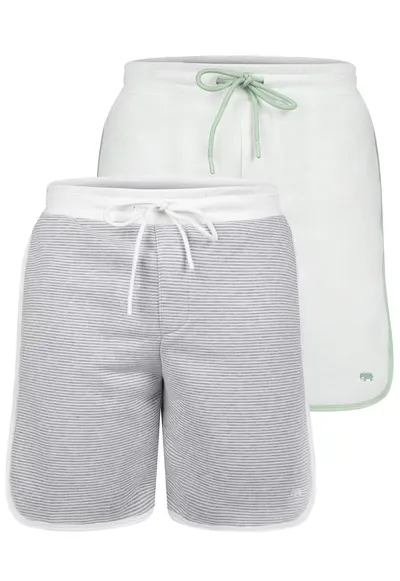 Set de pantaloni de trening scurti cu garnituri contrastante - 2 perechi - Gri/Verde pal