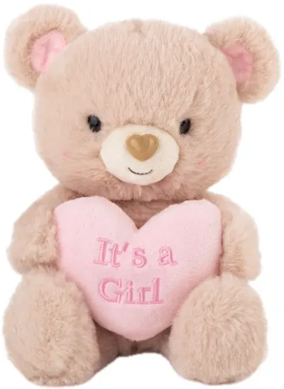 Jucărie de pluș Amek Toys - Ursul cu inima roz “It’s a Girl”, 21 cm