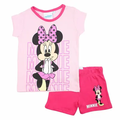 Pijamale copii cu maneca scurta, bumbac, multicolor, Happy, Minnie Mouse Engros