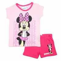 Pijamale copii cu maneca scurta, bumbac, multicolor, Happy, Minnie Mouse Engros