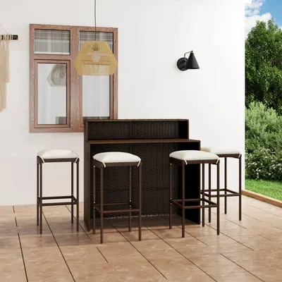 Gossi set mobilier bar de gradina cu perne, 5 piese, maro