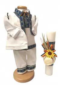 Set Botez Traditional Adi lumanare si costumas traditional