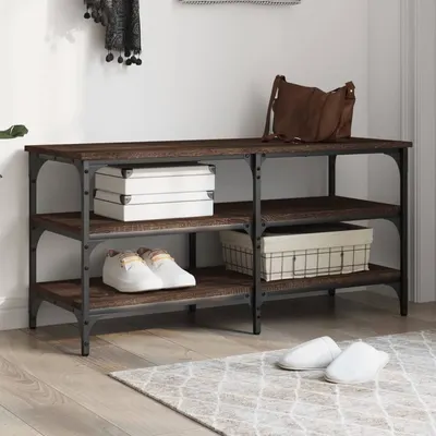 vidaXL Bancă de pantofi, stejar maro, 100x38,5x49 cm, lemn prelucrat
