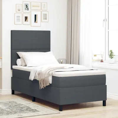 vidaXL Pat cu arc LED cu headboard Gri închis și alb 100 x 200 cm