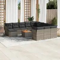 Gossi set mobilier de gradina cu perne, 13 piese, gri, poliratan