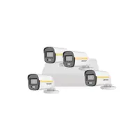 Sistem supraveghere exterior basic HikVision, 4 camere, 2 MP, 2.8 mm, IR/Lumina alba 30/20 m, PoC, microfon