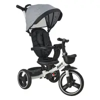 Tricicleta copii, Bebe Stars, Spark, Pliabila, Rotire 360 grade, Cu suport pahar, Pana la 25 kg, Conform cu EN711-1,2, 1,5-5 ani, Grey