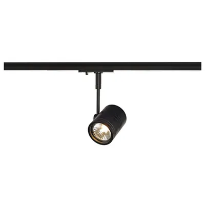 Iluminat decorativ pe sina, BIMA Melodii GU10, pata neagra pentru 240V pista 1 faza, cu un singur intitulat, QPAR51, negru mat, max. 50W, inclusiv. adaptor 1 faza