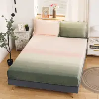 Cearsaf / Husa cu Elastic Cocolino 180x200cm si 2 fete de perna 50x70cm, Verde, Roz, degrade