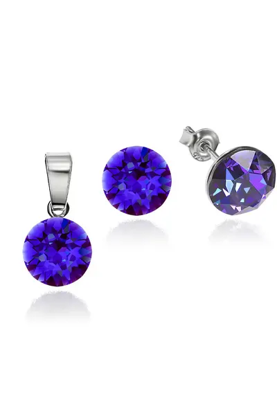 Set Argint 925 placat cu rodiu cu cristale Swarovski® 8mm - Mov