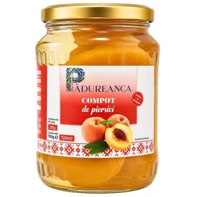 Compot de piersici întregi PĂDUREANCA 700 g | Piersici în sirop Engros