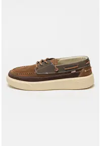 Pantofi boat de piele intoarsa - Maro