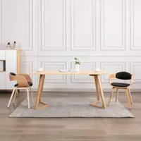 vidaXL Scaune de bucătărie, 2 buc, lemn curbat & piele ecologică