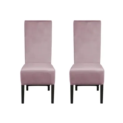 Set 2 scaune living VANESSA, picioare lemn wenge, stofa roz pudra, 47x60x110 cm