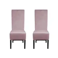 Set 2 scaune living VANESSA, picioare lemn wenge, stofa roz pudra, 47x60x110 cm