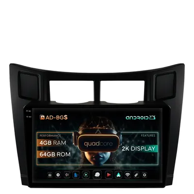 Navigatie 2K Toyota Yaris (2005-2012), Android, S-Quadcore 4GB RAM + 64GB ROM, 9.5 Inch - AD-BGS90042K+AD-BGRKIT103