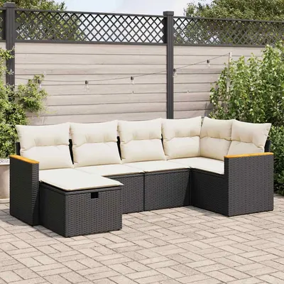 Gossi set mobilier de gradina cu perne, 6 piese, negru, poliratan