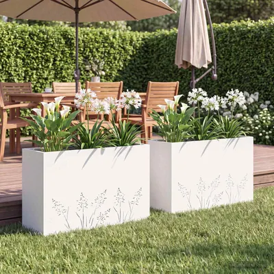 vidaXL Vază pentru Grădină 2 buc. Alb 80 x 30 x 49 cm