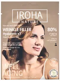 Iroha Nature Mască în foaie hidratantă pentru față și gât cu acid hialuronic triplu, 30 ml