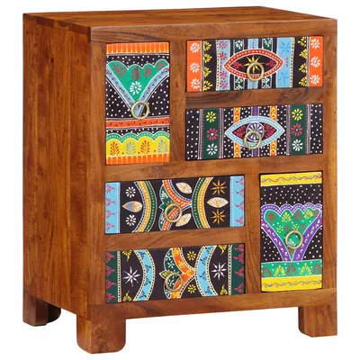 Gossi bufeta multicolor 50x35x60 din lemn masiv de salcam