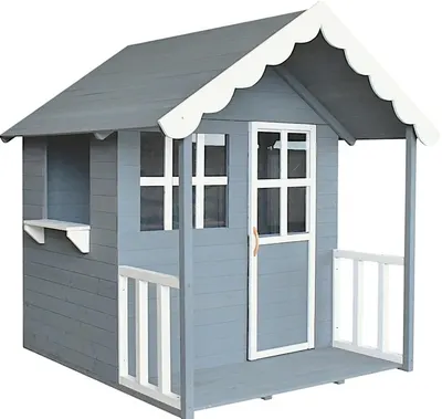 Căsuță de copii din lemn Ginger Home - Cu verandă, gri