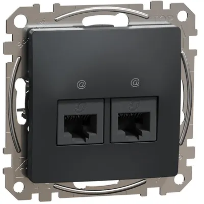 Priza dubla RJ45 Cat5E UTP, Schneider, SDD114452, Sedna Design, antracit