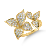 Inel floral din aur galben cu diamante de 1.25ct