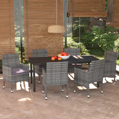 Gossi set mobilier de gradina cu perne, 7 piese, gri, poliratan