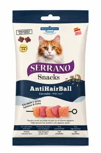 Recompense pentru pisici Serrano Sticks Anti-Hairball cu somon ton 50 gr