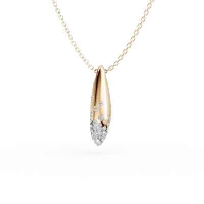 Lant cu pandantiv minimalist din aur galben cu diamante de 0.1ct