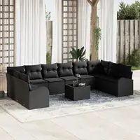 Gossi set de canapea de gradina cu 11 piese cu perne negre din poliratan