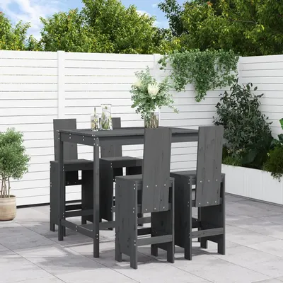 Gossi set mobilier bar pentru gradina, 5 piese, gri, lemn masiv pin
