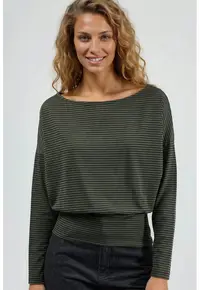 Bluza dama decolteu barca - elastic - verde kaki - jerseu