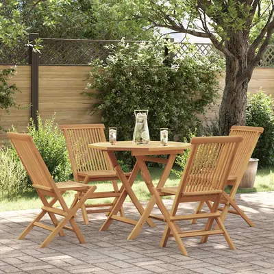 vidaXL Set mobilier de grădină, 5 piese, lemn masiv de tec