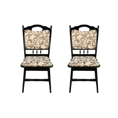 Set 2 scaune living FLANDER, cadru wenge + stofa print 05, 50x48x95 cm