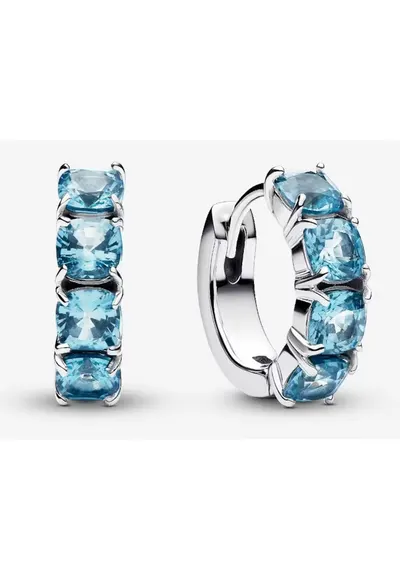 Cercei rotunzi Cristal albastru deschis - Argint 925