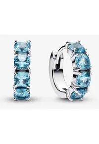 Cercei rotunzi Cristal albastru deschis - Argint 925