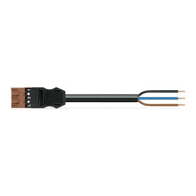 pre-assembled connecting cable; Eca; Plug/open-ended; 3-pole; Cod. S; H05VV-F 3 x 1.5 mm²; 3 m; 1,50 mm²; brown