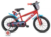 Bicicleta pentru copii Denver Spiderman 16 inch, frana de mana pe ambele roti, claxon, sticla de apa, aparatoare noroi fata si spate, spite metalice, roti gonflabile