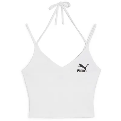 Maiou femei Puma Classics Ribbed Crop Top, Alb