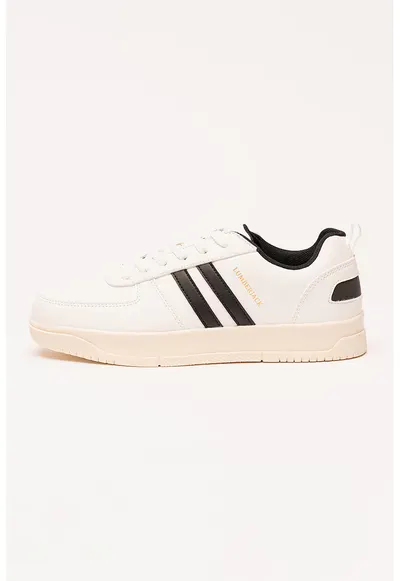Pantofi sport low-cut de piele ecologica - Alb/Negru