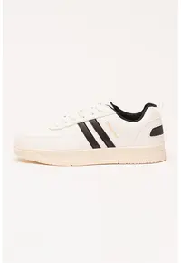 Pantofi sport low-cut de piele ecologica - Alb/Negru