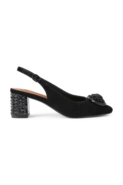 Kurt Geiger London tocuri cu călcâiul deschis din piele întoarsă Chelsea Block Sling Dr Black