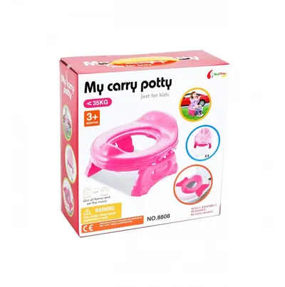 Olita de calatorie 2 in 1 pentru copii Malplay Pink, design ergonomic, portabila si pliabila, 17 x 25 x 27.5 cm