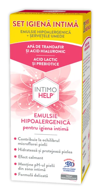 Pachet Emulsie hipoalergenica pentru igiena intima Intimohelp 400ml + Servetele umede 20 bucati Gratuit, Zdrovit