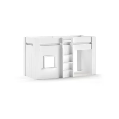 Pat pentru copii alb înalt din lemn masiv de pin 90x200 cm RENO – Vipack